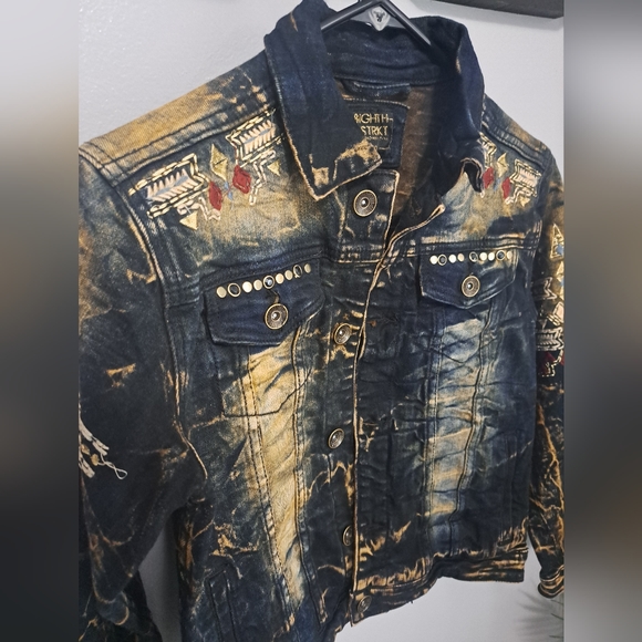 8ighth Dstrkt Collared Embroidered Long Sleeve Denim Kids Jacket Sz 9-10 - Picture 10 of 12